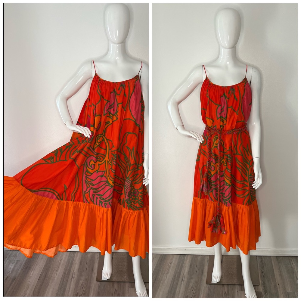 RHODE RESORT Lea Maxi Dress with Braided Fabric Belt